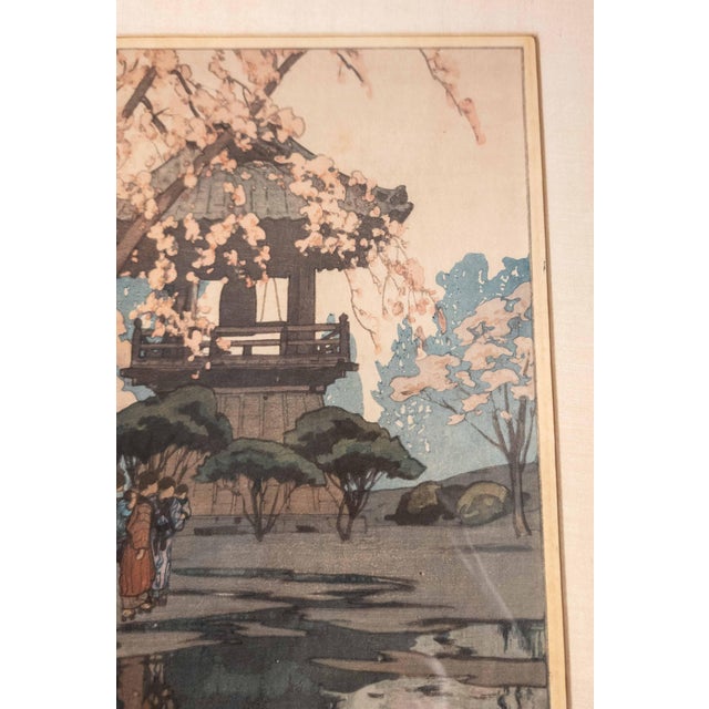 Gray 20th Century Japanese Ukiyo-E Woodblock Print "In a Temple Garden" by Hiroshi Yoshida For Sale - Image 8 of 18