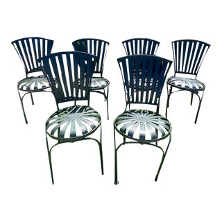 1940s Francois Carre French Sunburst Garden Chairs - Set of 6 For Sale