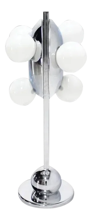 Mid-Century Modern Six Globe Chrome Disc Symmetrical Table Lamp