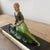 Gemstone A 1930s Art Deco Spelter and Marble French Statue of a Woman and a Pheasant For Sale - Image 7 of 15