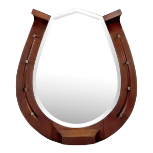 Large English Horseshoe Shaped Mirror of Mahogany (H 27 X W 23 3/4)