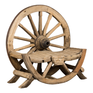 Early 19th Century Country French Farmhouse Oak Outdoor Wagon Wheel Bench