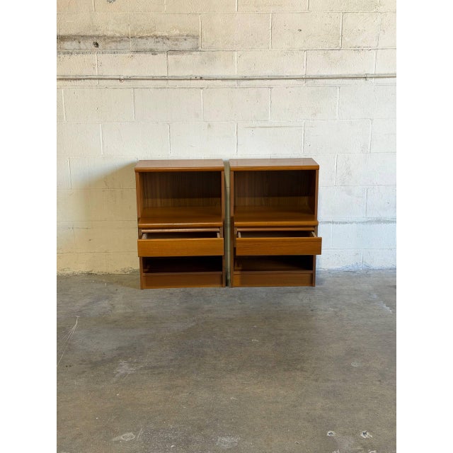 Wood Teak Nightstands Set of 2 With Single Drawer and Open Shelf Danish Mid-Century Modern 1970s For Sale - Image 7 of 10
