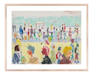 At the Airport by Happy Menocal in Natural Maple Frame, XS Art Print