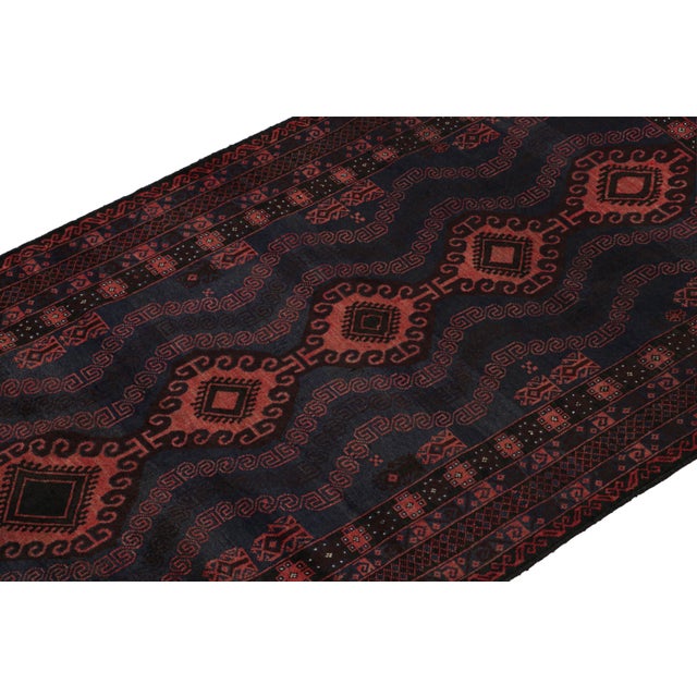 Rug & Kilim 1950s Vintage Baluch Tribal Rug in Red, Blue & Brown Patterns by Rug & Kilim For Sale - Image 4 of 7