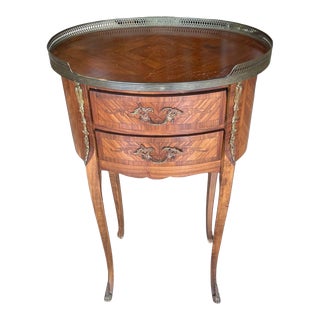 Louis XV Style Side Table With Marquetry and Ormolu For Sale