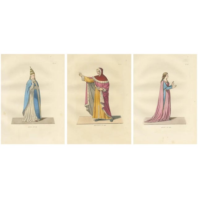 Ecclesiastical and Civic Dress in Renaissance Italy, 1845, Paper, Set of 3 For Sale