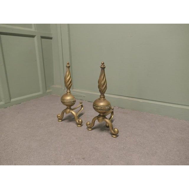 French Brass Andirons, Set of 2 For Sale - Image 3 of 8