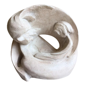Vintage 1981 Austin Productions Mother and Child White Speckle Sculpture Statue