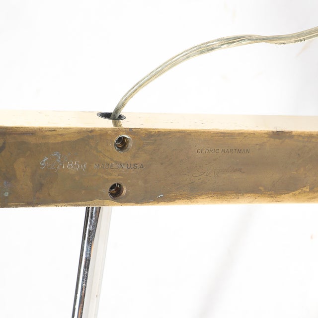 Mid-Century Adjustable Polished Brass & Nickel Floor Lamp Signed Cedric Hartman For Sale - Image 10 of 13