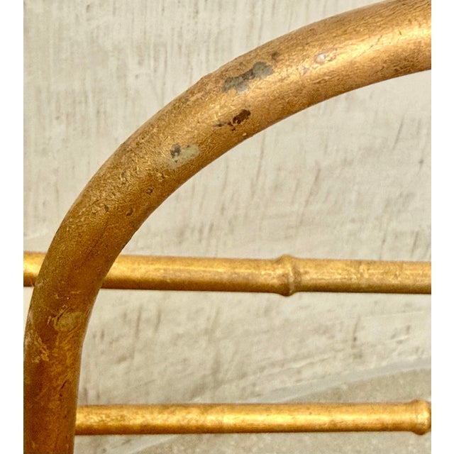 Vintage Hollywood Regency Style Gilt Faux-Bamboo Metal Magazine, Newspaper, Book Rack, Vinyl Record Holder, Circa 1950s For Sale - Image 11 of 12