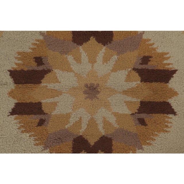1920s Antique Art Deco Rug With Brown & Lavender Geometric Design - Rug & Kilim For Sale - Image 5 of 8