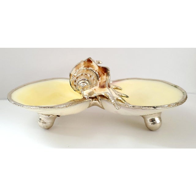 Late 20th Century Bowl Caviar Dish Silver Dipped Shells Seashells For Sale - Image 5 of 14