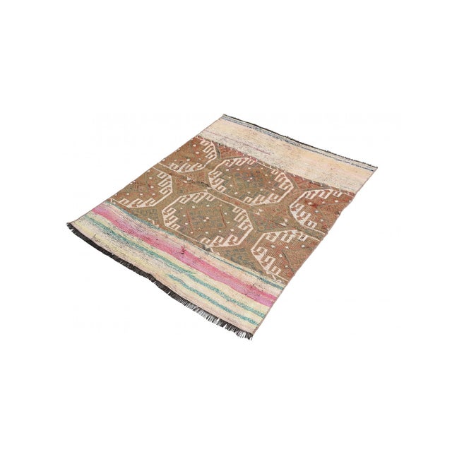 Handwoven vintage decorative kilim rug from Marash region of Turkey. Approximately 50-60 years old. In good condition....