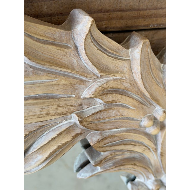 Vintage Carolina Mirror Carved Palm Leaf Wall Mirror – Coastal Organic Modern For Sale In Naples, FL - Image 6 of 12