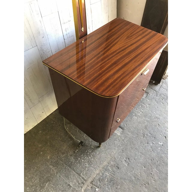 Art Deco Style Walnut Drinks Cabinet with Lamp, 1950s For Sale - Image 4 of 12