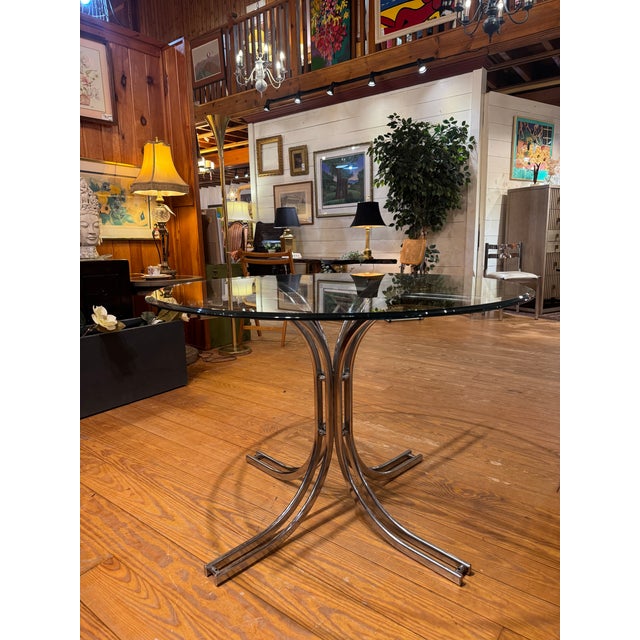1970’s Chrome & Glass Table For Sale - Image 12 of 12