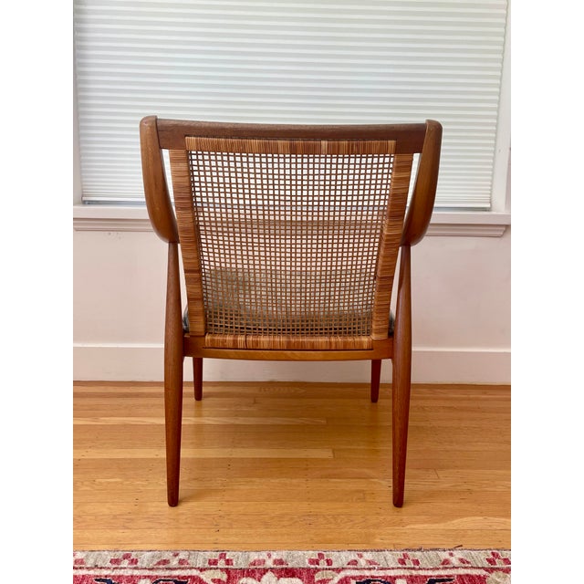 Brown Pair of 1960s Peter Hvidt & Orla Moregaard Teak Lounge Chairs With Caned Backs For Sale - Image 8 of 17