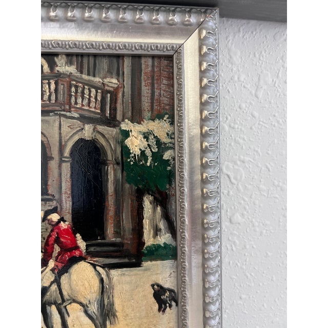 Mid 20th Century Carl Hoffman Original Oil Painting Horse Rider Dog Vintage European Landscape For Sale - Image 5 of 12