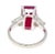 Metal 4.67 Carat Red Tourmaline and Trillion Cut Diamond Three Stone Ring Size 6.5 For Sale - Image 7 of 10