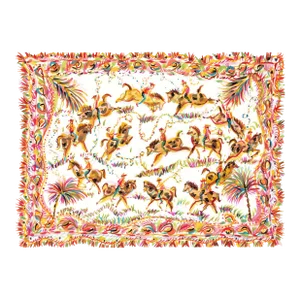 Cowboys and Pink Palms, Contemporary Reproduction Print of Original Painting by Pauline De Roussy De Sales