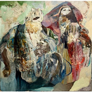 Peter Liashkov, Large Figural Abstract Oil Painting Collage LA California Artist Peter Liashkov, 1966 For Sale