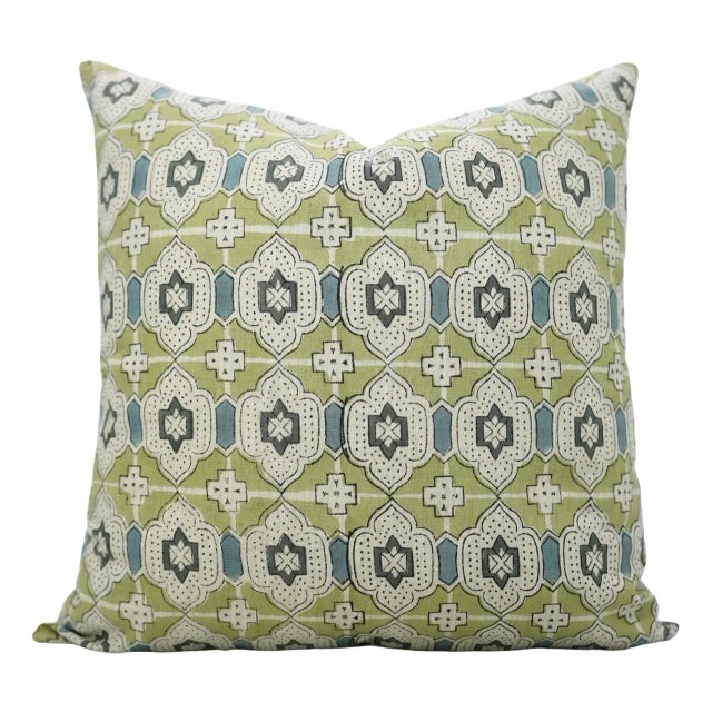 Fabdivine Handmade Block Printed Cushion Cover 20x20 Inch Viscose Linen- Jharoka For Sale