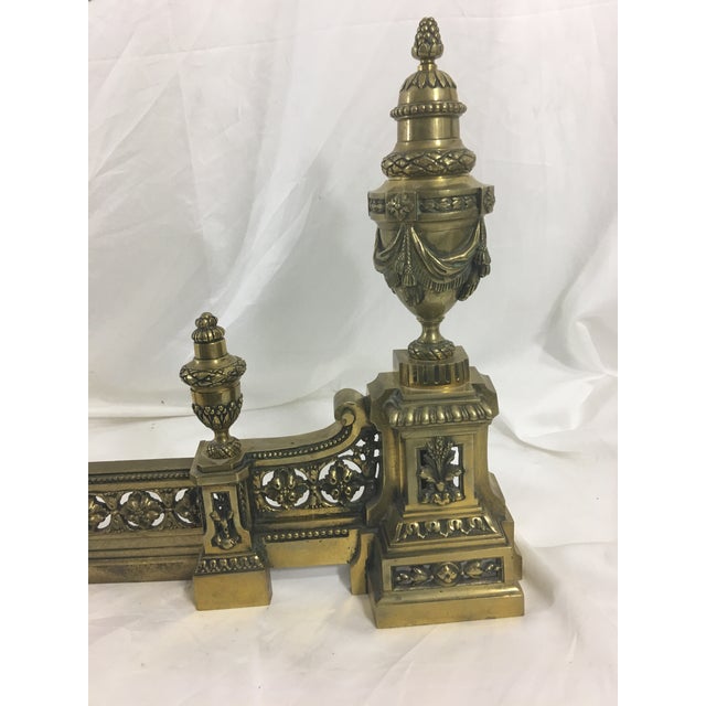 Metal French Louis XVI Brass Chenet - 3 Pieces For Sale - Image 7 of 10