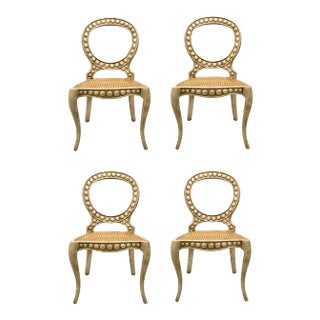 White Pendant Caned Side Chairs Set of Four For Sale