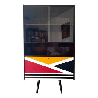 Polish Glass Showcase with Bar, 1970s For Sale