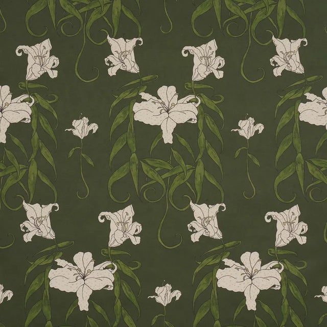 SAMPLE - Schumacher x Backdrop Lady Lilith Wallpaper In Olive For Sale
