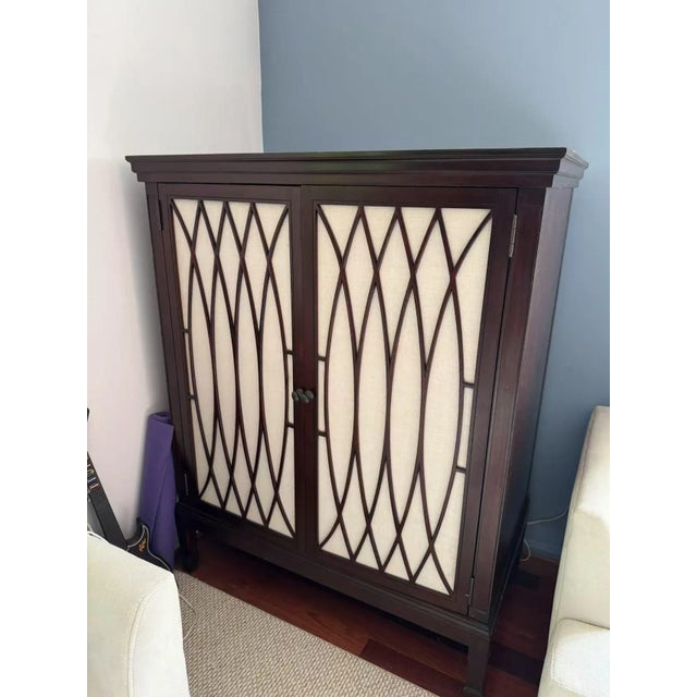 Thomas O'Brien Collection for Hickory Chair cabinet, 45.5 inches long, 27 inches wide, 57 inches high. This substantial...