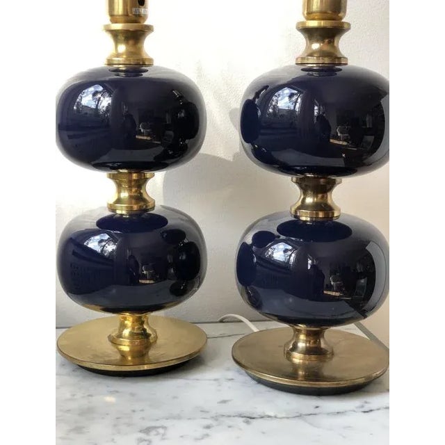 Large Table Lamp in Blue Glass from Stilarmatur, 1960s For Sale - Image 4 of 9