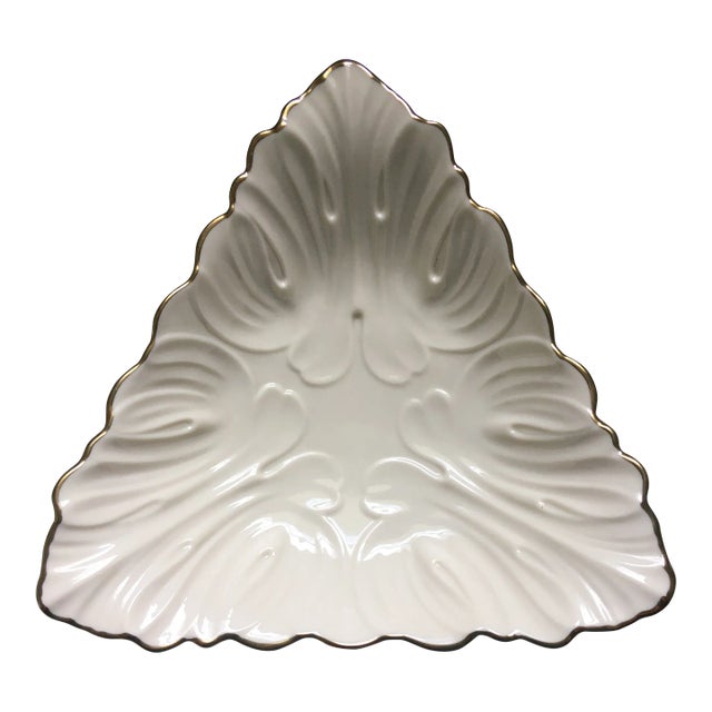 Vintage Lenox Woodland Leaf Patterned Decorative Bowl For Sale