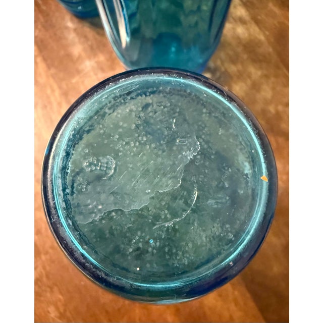 Anchor Hocking Period Mid 20th Century Anchor Honking Mid Century modern Colonial Tulip Laser Blue Glasses - Set of 5 For Sale - Image 4 of 10