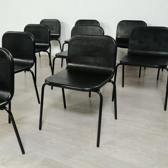 Black Iron and Rubber Chairs, 1980s, Set of 10 For Sale - Image 8 of 18