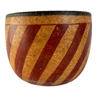 Mayan Polychrome Vessel With Stripe Motif, Late Classic, Circa 600-900 Common Era For Sale