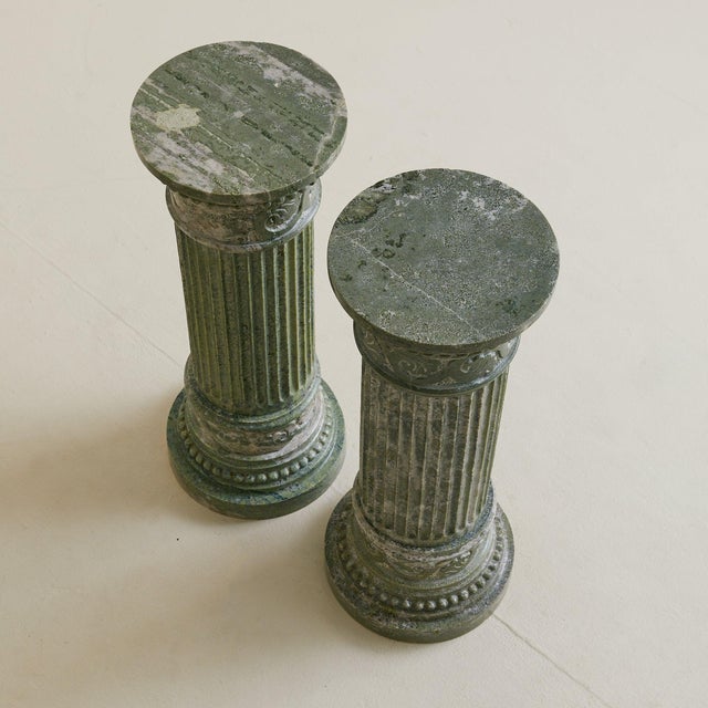 Green Antique Italian Neoclassical Green Marble Fluted Pedestal For Sale - Image 8 of 18