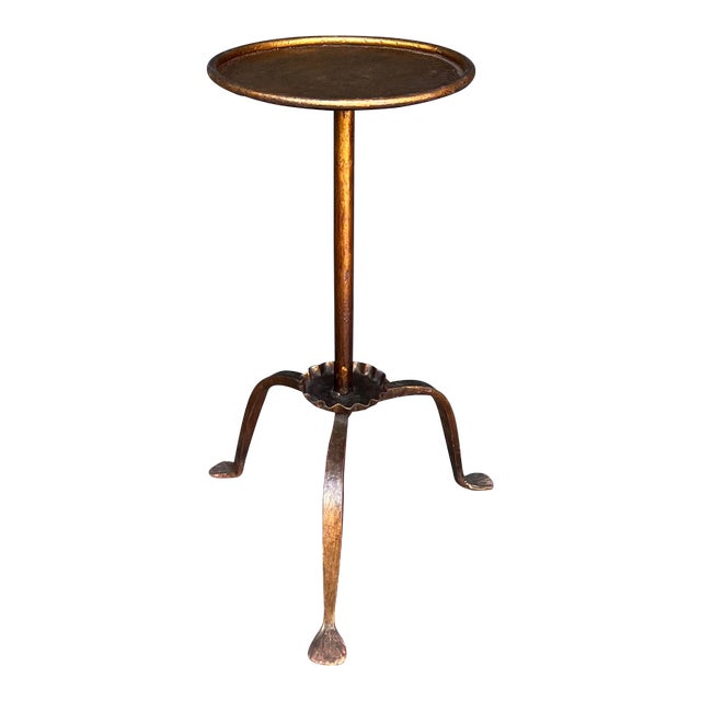 Spanish Gilt Iron Drinks Table With Ruffled Bobeche For Sale