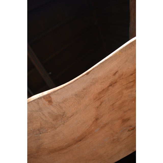 Folk Art Handcrafted Unique Rustic Log Solid Wood Bench Seat / Wide Chair For Sale - Image 16 of 18