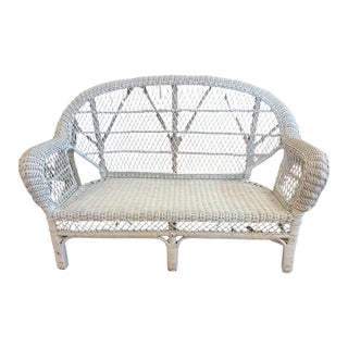 1940s Victorian Wicker Rattan Sofa For Sale