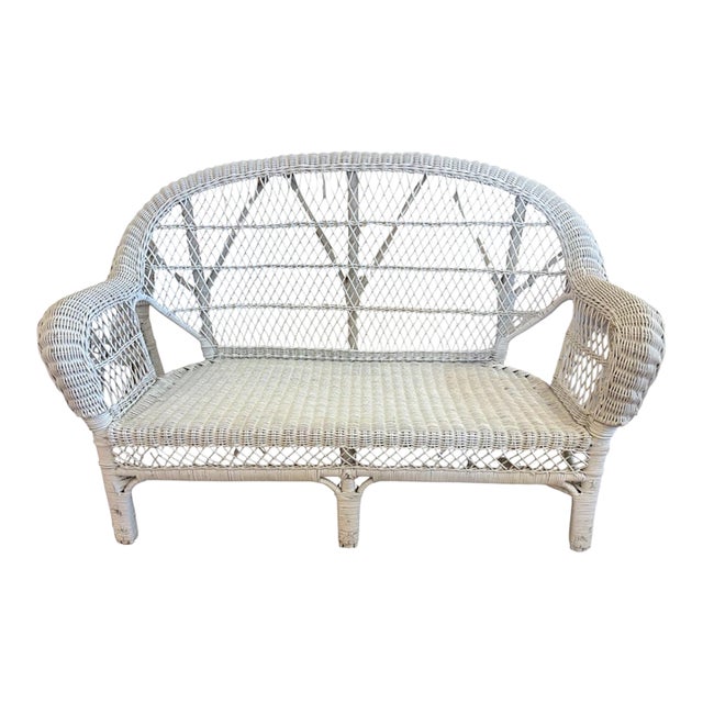 1940s Victorian Wicker Rattan Sofa For Sale