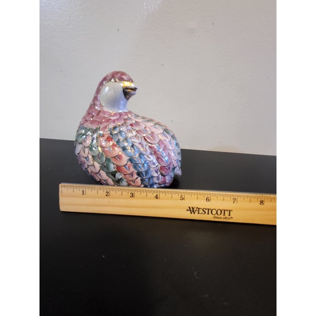 Vintage Toyo Floral Quail Figurine Porcelain Partridge Bird 14k Gold Guild 60s For Sale - Image 9 of 10