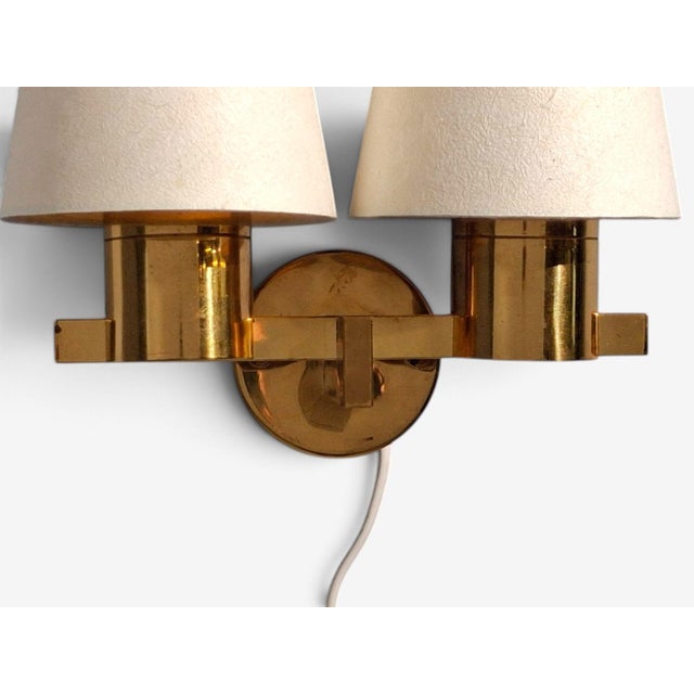 Metal Hans-Agne Jakobsson, Double Arm Wall Sconce, Brass, Sweden, 1960s For Sale - Image 7 of 11