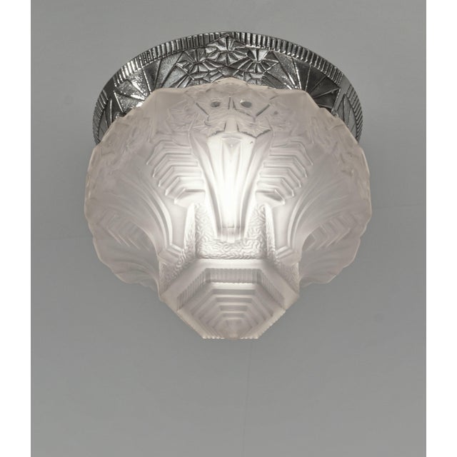 Metal 1930s French Art Deco Flush Mount by Muller Freres France For Sale - Image 7 of 11