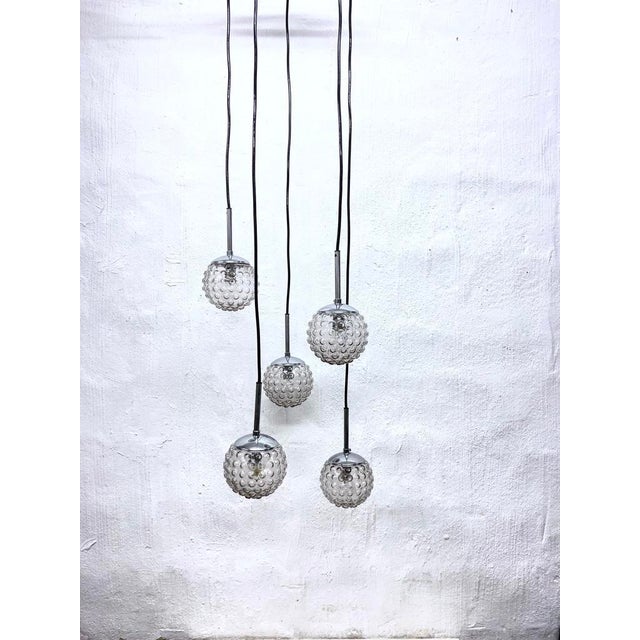 Space Age Cascade Pendant Light in Glass and Chrome by Rolf Krüger for Staff, 1960s For Sale - Image 9 of 15
