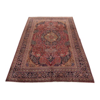 Mahvelat Rug 10′ X 13’2” Red Wool Vintage Traditional Hand-Knotted Carpet For Sale