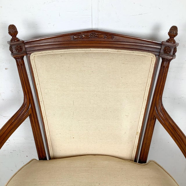 Cream Vintage French Louis XVI Style Fauteuil Armchair For Sale - Image 8 of 12