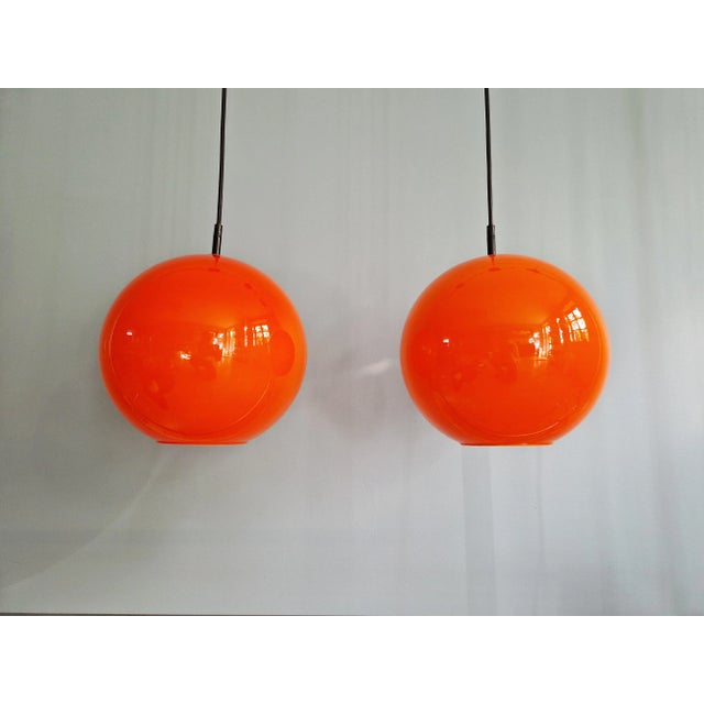 Vintage Orange Opaline Pendant Light from Lita, 1970s For Sale - Image 14 of 16