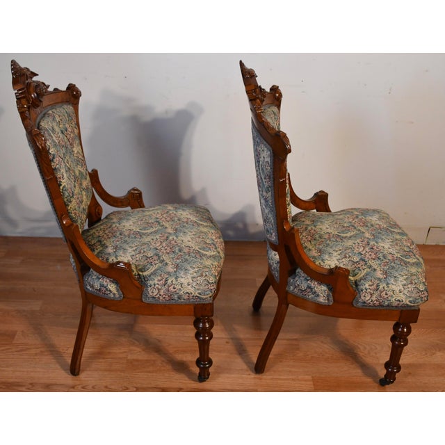 We are pleased to offer this gorgeous Antique set of two Victorian living room side chairs , from the 1860s. This pair is...